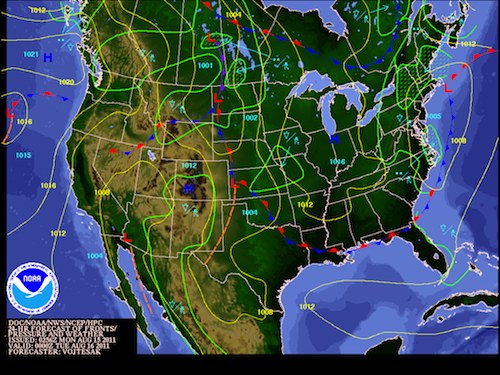 Weather map for Monday