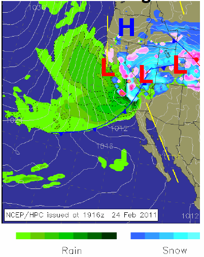 Weather pattern on Saturday, February 26th, 2011