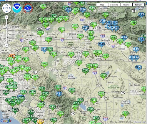 Storm totals on March 23rd