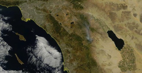 Eagle fire smoke plume on satellite 