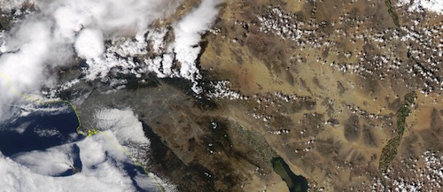 Satellite view of Saturday's thunderstorms
