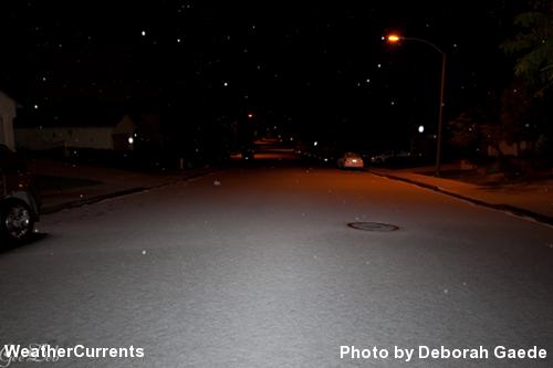 Hail and graupel on a South Temecula Street